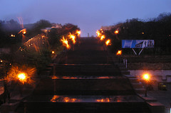 Потемкинская лестница вечером в дождь
